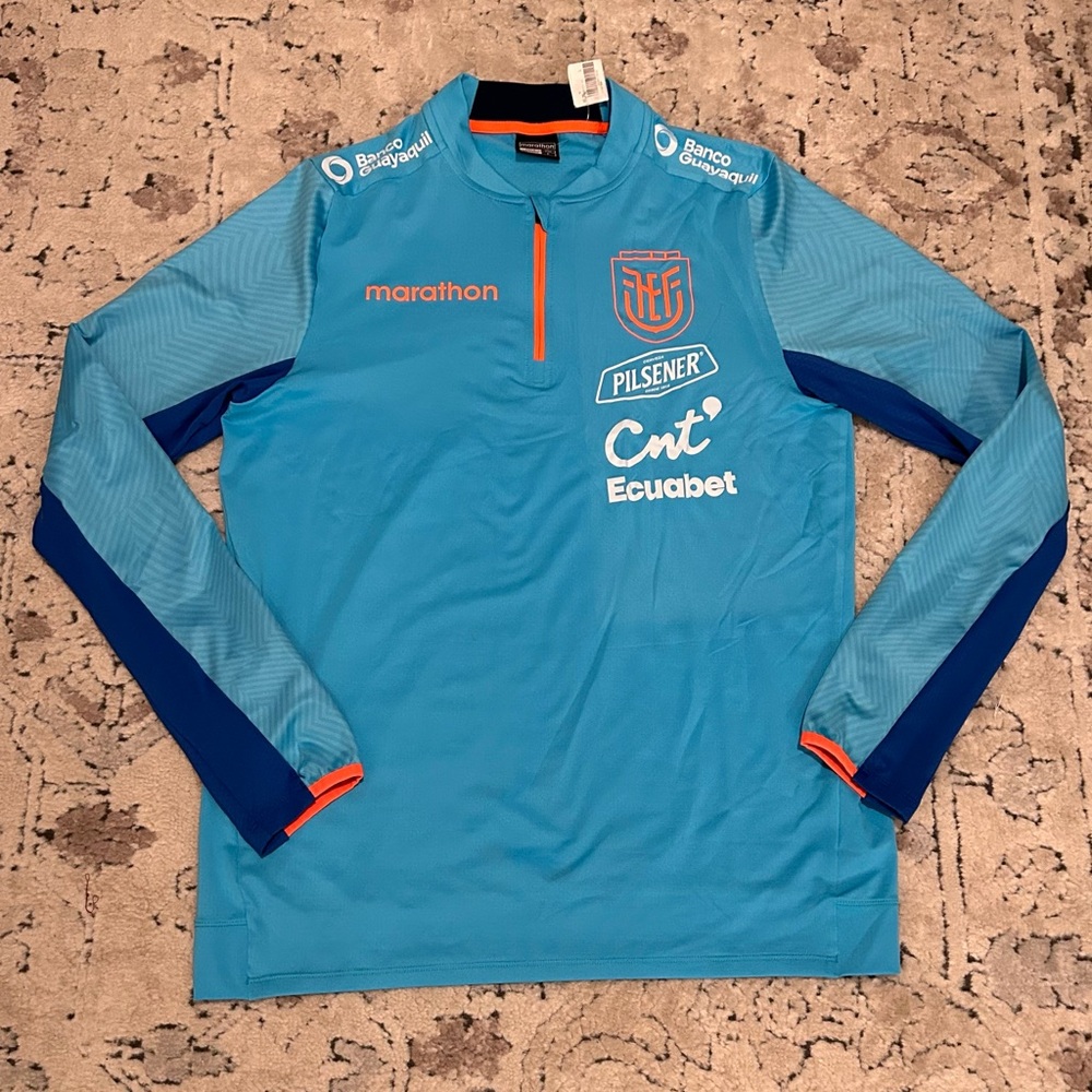 Marathon Authentic Ecuador Turquoise Training Jacket with Sponsors Men’s Sz: L